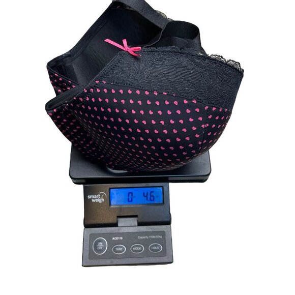 Adore Me Bra 44D Black Pink Polka Dot Lace Molded Underwire Adjustable Pink Bow - Picture 5 of 5